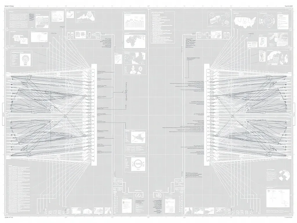Clean technical blueprint of a neural network architecture,